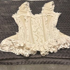 Elegant Cream Lace Corset Top